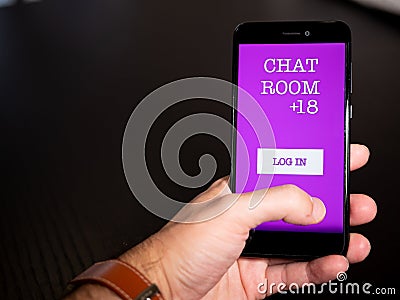 Chat room adults only app Stock Photo