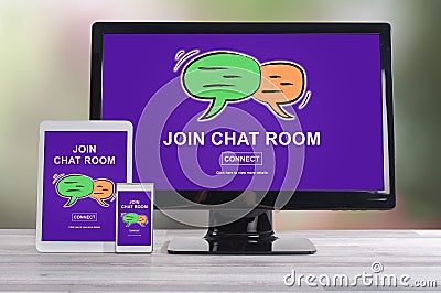 Chat room concept on different devices Stock Photo