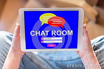 Chat room concept on a tablet Stock Photo