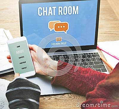 Chat Room Online Messaging Communication Connection Technology C Stock Photo