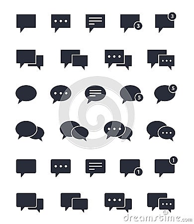 Chat speech bubble icons set, message signs Vector Illustration