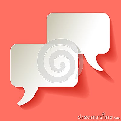 Chat speech bubbles vector white on a Coral color background Vector Illustration