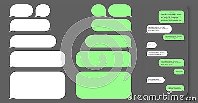 Chat text box. Empty messages template. Vector dialig interface. Mobile communication screen with balloons Vector Illustration