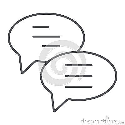 Chat thin line icon, message and communication, speech bubbles sign, vector graphics, a linear pattern on a white Vector Illustration