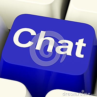 Chat Word Computer Key Representing Talking Or Texting Stock Photo