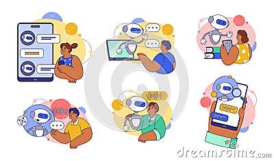 Chatbot application or virtual assistant Vector Illustration
