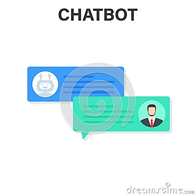 Chatbot banner concept. User chatting with chatbot in mobile application. Vector illustration. Vector Illustration