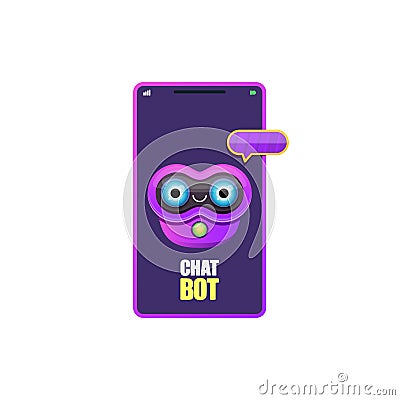 Cute chatbot character or smart phone intelligent assistant isolated on white background. Vector Funny robot assistant Vector Illustration