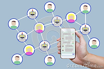 Chatbot concept with instant messenger displayed on smart phone Stock Photo