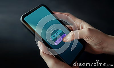 Chatbot, LiveChat Technology Concept. Customer Using Mobile Phone To Make Conversation with an Artificial Intelligence Service. Stock Photo
