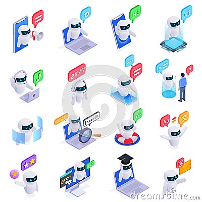 Chatbot Messenger Icons Set Vector Illustration