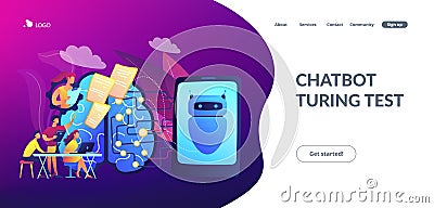 Chatbot passing the Turing testconcept landing page. Vector Illustration