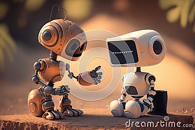 chatbot robot, teaching another chatbot how to be more human Stock Photo