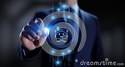 Chatbot service automation chat robot business technology concept Stock Photo