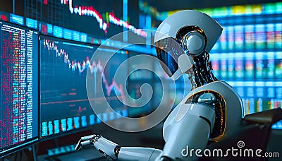 Chatbot software application for modish online business that automatically reply to customer questions. futuristic AI robot Stock Photo