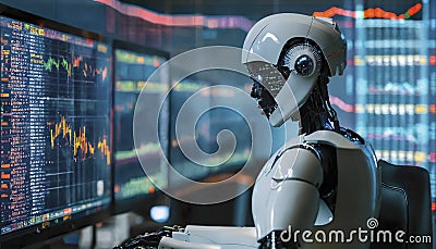 Chatbot software application for modish online business that automatically reply to customer questions. futuristic AI robot Stock Photo
