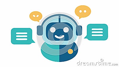 Chatbot Support A friendly chatbot icon communicating via speech bubbles that symbolize instant customer support Stock Photo