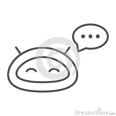 Chatbot thin line icon, technology and bot, chatterbot sign, vector graphics, a linear pattern on a white background Vector Illustration