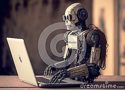 Chatbot typing text using ChatGPT Editorial Stock Photo