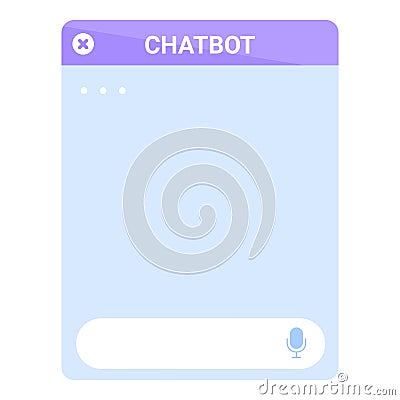 Chatbot window displaying chat history and input bar Vector Illustration