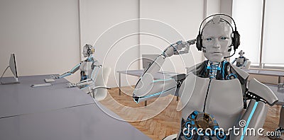 Chatbots Callcenter robots Stock Photo