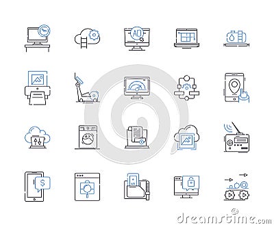 Chatbots outline icons collection. Chatbots, AI, Automation, Bot, Conversational, Dialogflow, Machine-learning vector Vector Illustration