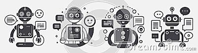 Chatbots software applications hold conversation with human user designed to simulate human conversation, Support Information E- Vector Illustration