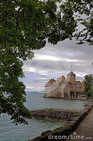 Chateau Chillon. Lake Geneva Switzerland Editorial Stock Photo