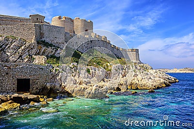 Chateau d'If castle on an island in Marseilles, France Stock Photo