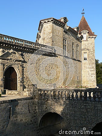 Chateau de Cazeneuve, Prechac ( France ) Stock Photo