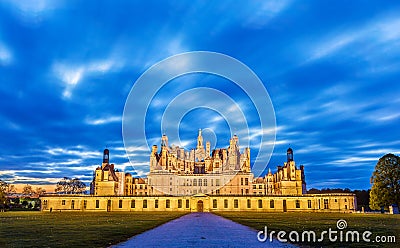 Chateau de Chambord, the largest castle in the Loire Valley - France Stock Photo