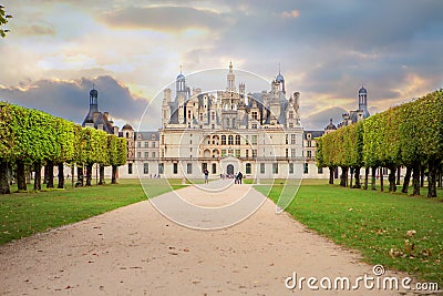 Chateau de Chambord, royal medieval french castle at Loire Valley in France Editorial Stock Photo