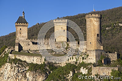 Chateau de Foix at dusk Stock Photo