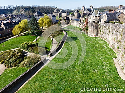 The Chateau de Fougeres (France) spring view. Stock Photo