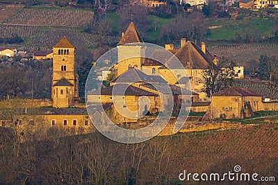 Chateau de Pierreclos castle, Saone-et-Loire departement, Burgundy, France Stock Photo