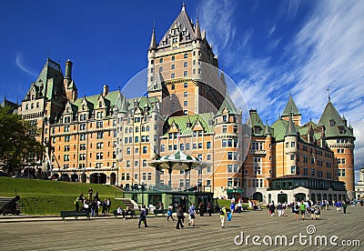 Chateau Frontenac in Quebec city. Frontenac Castle. Editorial Stock Photo