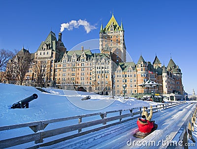 Chateau Frontenac in winter, Quebec City, Canada Stock Photo