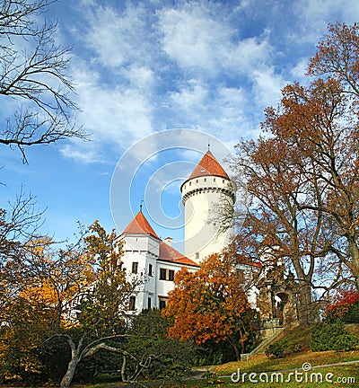 Chateau Konopiste in autumn day, Czech republic Stock Photo