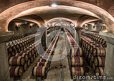 Chateau margaux winery cellar,Bordeaux, France Editorial Stock Photo