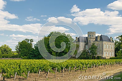 Chateau and vineyard in Margaux, Bordeaux, France Stock Photo