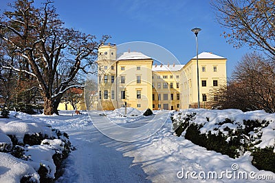 Chateau in winter Stock Photo