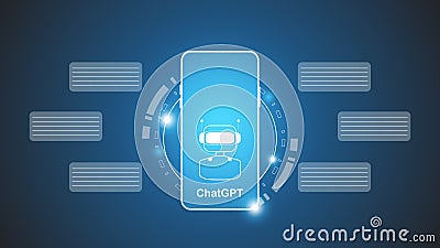 chatGPT Ai artificial intelligence technology hitech concept. chat GPT with smart bot Vector Illustration