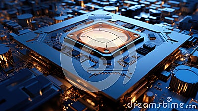 ChatGPT chipset processor concept on circuit board, Artificial Intelligence chatbot developed by OpenAI Stock Photo