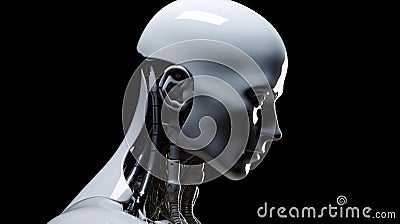 A ChatGPT concept. A human like android with the face of a human and the brain of an AI. Generative AI Stock Photo
