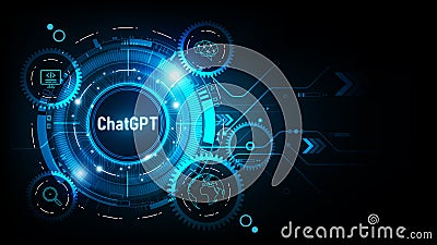 ChatGPT conversation method. Artificial intelligence chatbot and line icon on technology background, ChatGPT AI Chatbot concept Vector Illustration