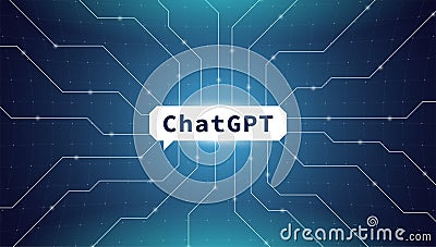 ChatGPT neural network natural language processing algorithm chat bot vector banner. OpenAI GPT chatbot technology Vector Illustration