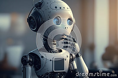 Chatgpt robot learning and answering questions, Generative AI Stock Photo