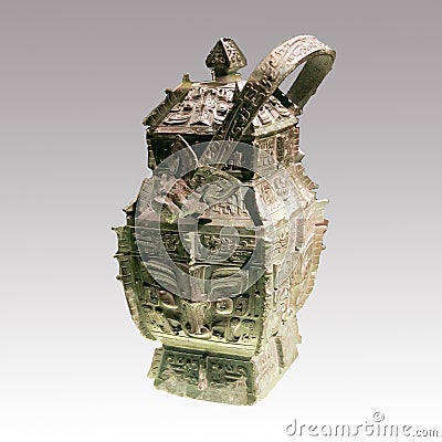 [Museum treasure 20]-Xiaochen Zi Fang You bronzeware.Shanghai Museum, China Editorial Stock Photo