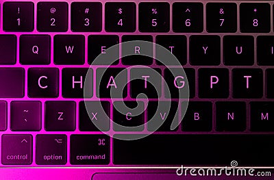 ChatGPT text on PC keyboard. ChatGPT is a chatbot launched by OpenAI Editorial Stock Photo