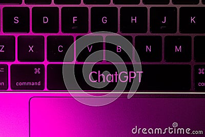 ChatGPT text on PC keyboard. ChatGPT is a chatbot launched by OpenAI Editorial Stock Photo